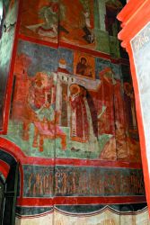 Император-иконоборец Лев Исавр изгоняет Патриарха Германа. Роспись Смоленского собора Новодевичьего монастыря. 1598 г.