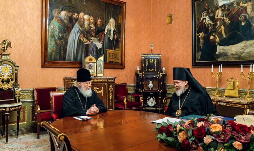 Рабочая встреча Святейшего Патриарха Кирилла с епископом Балашихинским и Орехово-Зуевским Николаем