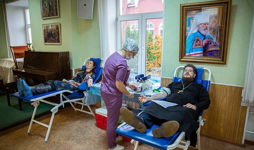Сбор донорской крови в Троицком соборе г. Щелково